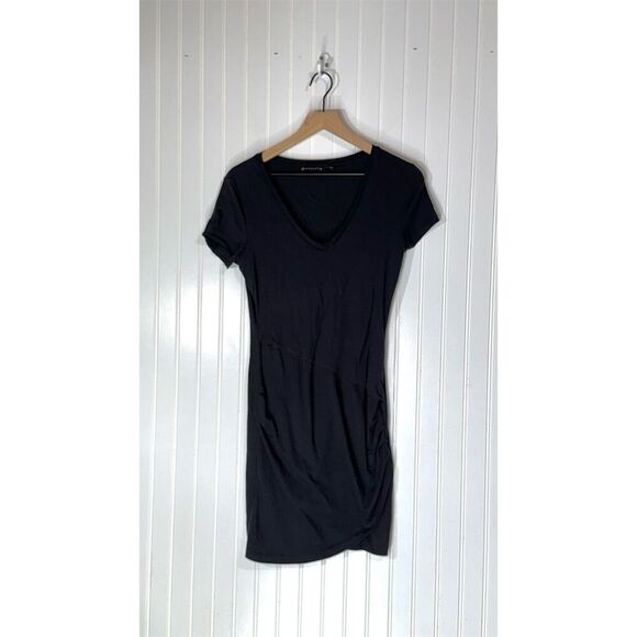 Athleta Black Ruched Side Mini Dress Pima Cotton Modal Blend Small Active Preppy - Picture 1 of 7